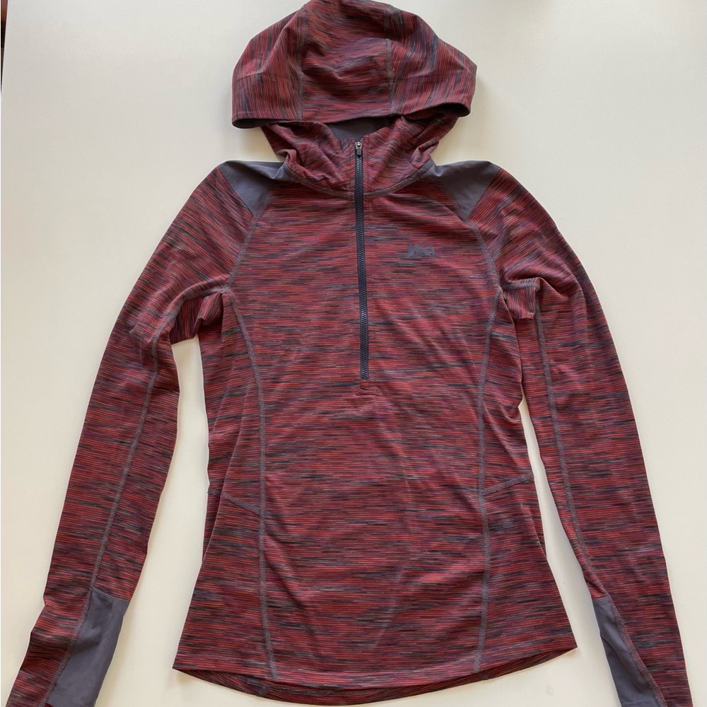 REI Purple/Red Long Sleeve Mid-Weight Base Layer Hoodie